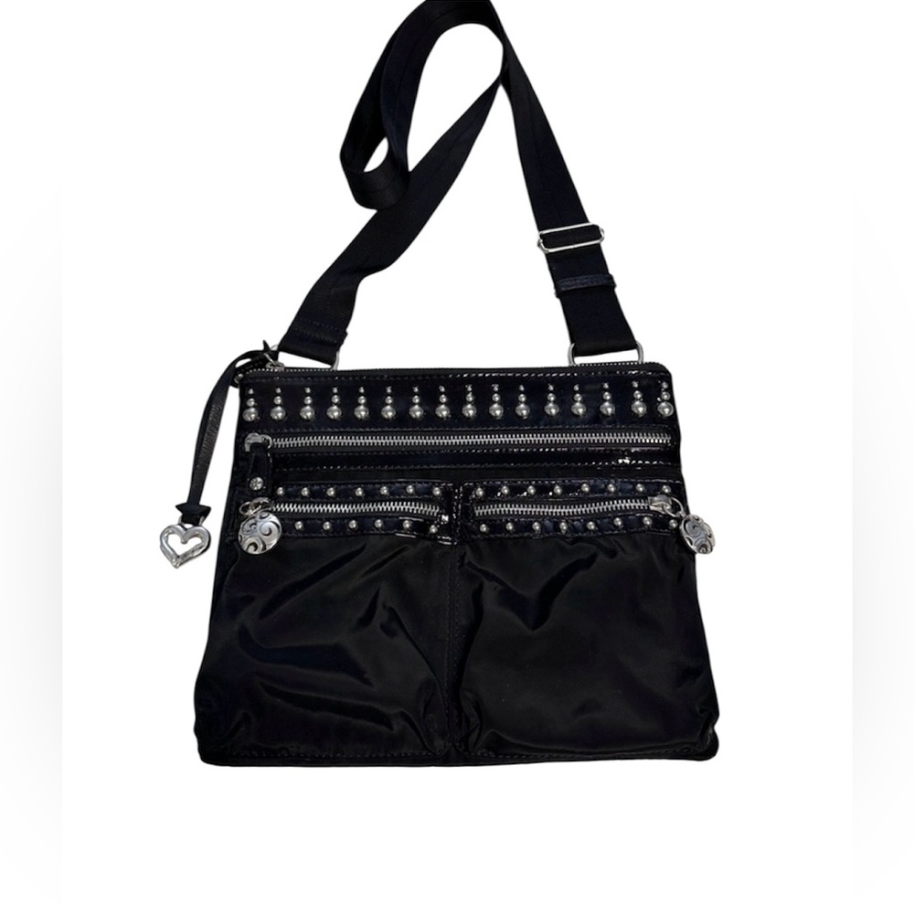 Brighton Black  Leather & Nylon Crossbody/ Shoulder Purse